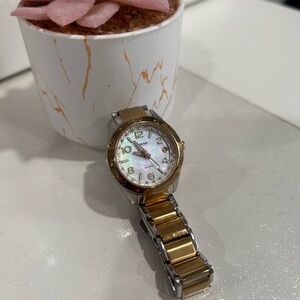 Fossil Gold and Silver Watch with White Dial